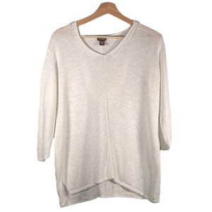 Chico’s White 3/4 Sleeve Pullover Sweater Hoodie Size 2